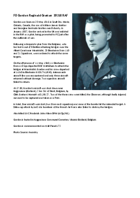 A preview of a PDF biography for Grattan, Gordon Reginald